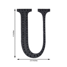 Decorative 4 Inch Black Rhinestone Alphabet Letter U Stickers 