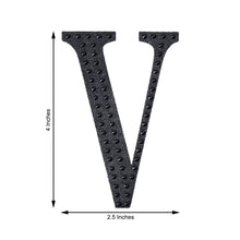 Decorative 4 Inch Black Rhinestone Alphabet Letter V Stickers 