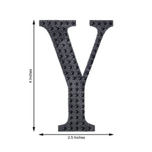 Decorative 4 Inch Black Rhinestone Alphabet Letter Y Stickers 