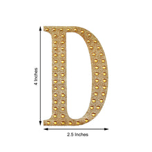 Decorative 4 Inch Gold Rhinestone Alphabet Letter D Stickers 
