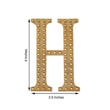 Decorative 4 Inch Gold Rhinestone Alphabet Letter H Stickers 