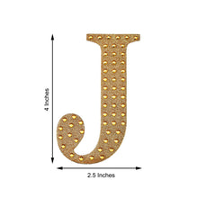 Decorative 4 Inch Gold Rhinestone Alphabet Letter J Stickers 