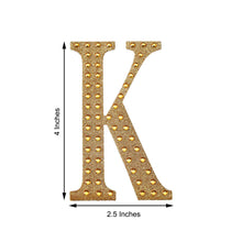 Decorative 4 Inch Gold Rhinestone Alphabet Letter K Stickers 