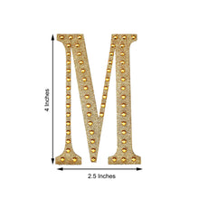 Decorative 4 Inch Gold Rhinestone Alphabet Letter M Stickers 