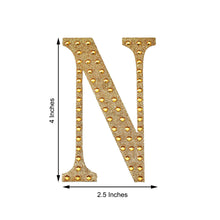 Decorative 4 Inch Gold Rhinestone Alphabet Letter N Stickers 