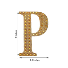 Rhinestone 4 Inch Gold Decorative Alphabet Letter P Stickers 