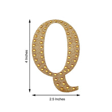 Decorative 4 Inch Gold Rhinestone Alphabet Letter Q Stickers DIY Crafts 