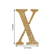 Decorative 4 Inch Gold Rhinestone Alphabet Letter X Stickers DIY Crafts 