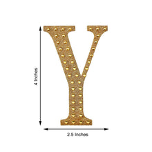 Decorative 4 Inch Gold Rhinestone Alphabet Letter Y Stickers DIY Crafts 
