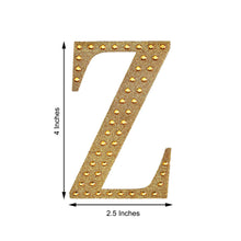 Decorative 4 Inch Gold Rhinestone Alphabet Letter Z Stickers DIY Crafts 
