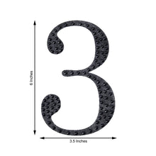 Decorative 6 Inch Black Rhinestone Number 3 Stickers DIY Crafts 