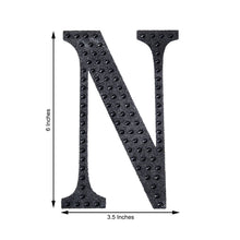 Decorative 6 Inch Black Rhinestone Alphabet Letter N Stickers 