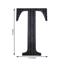 Decorative 6 Inch Black Rhinestone Alphabet Letter T Stickers 