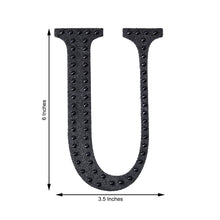 Decorative 6 Inch Black Rhinestone Alphabet Letter U Stickers 