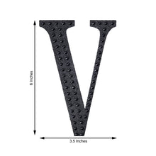 Decorative 6 Inch Black Rhinestone Alphabet Letter V Stickers 