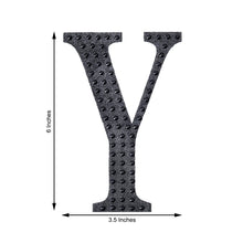 Alphabet Y Letter 6 Inch Black Decorative Rhinestone Stickers DIY Crafts