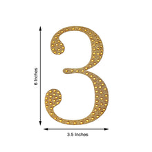 6inch Gold Decorative Rhinestone Number Stickers DIY Crafts - 3