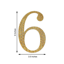 6 inch Gold Decorative Rhinestone Number Stickers DIY Crafts - 6