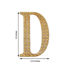 Decorative 6 Inch Gold Rhinestone Alphabet Letter D Stickers DIY Crafts 