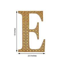 Alphabet E Letter 6 Inch Gold Decorative Rhinestone Stickers DIY Crafts