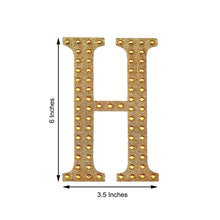 Decorative 6 Inch Gold Rhinestone Alphabet Letter H Stickers DIY Crafts 
