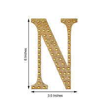 6 inch Gold Decorative Rhinestone Alphabet Letter Stickers DIY Crafts - N