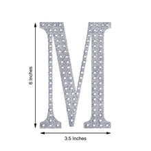 6 inch Silver Decorative Rhinestone Alphabet Letter Stickers DIY Crafts - M