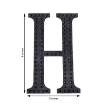 Decorative 8 Inch Black Rhinestone Alphabet Letter H Stickers 
