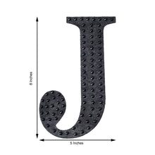 Decorative 8 Inch Black Rhinestone Alphabet Letter J Stickers 
