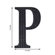 Decorative 8 Inch Black Rhinestone Alphabet Letter P Stickers 