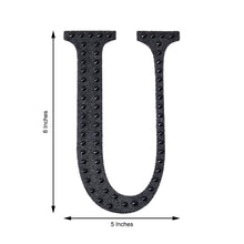 Decorative 8 Inch Black Rhinestone Alphabet Letter U Stickers 
