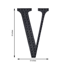 Decorative 8 Inch Black Rhinestone Alphabet Letter V Stickers 