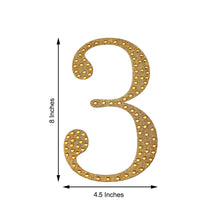8 Inch | Gold Decorative Rhinestone Number Stickers DIY Crafts - 3