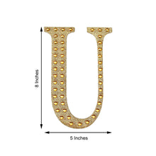 8inch Gold Decorative Rhinestone Alphabet Letter Stickers DIY Crafts - U