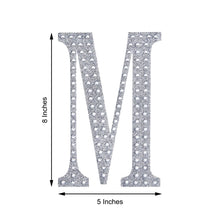 8inch Silver Decorative Rhinestone Alphabet Letter Stickers DIY Crafts - M