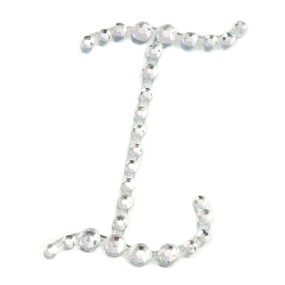 Crystal letter "I" made of beads on a plain white background.