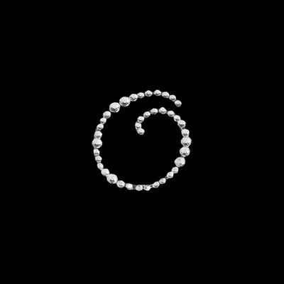 Silver spiral necklace with sparkling gemstones.