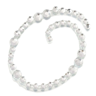 Clear crystal rhinestone trim on a white background