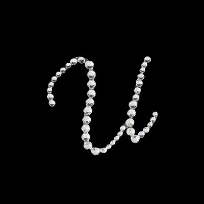 Rhinestone letter "W" embellishment for crafts and decorations.