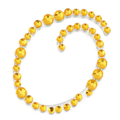 Yellow rhinestone embellishments in a spiral design