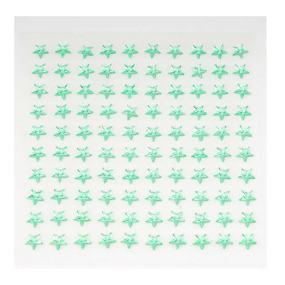 Green star-shaped adhesive stickers on a white background