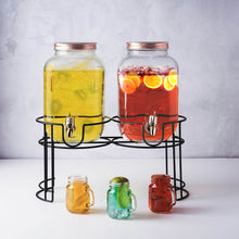 Glass Jars and Metal Lids Beverage Dispenser with Spigot 2 Pack