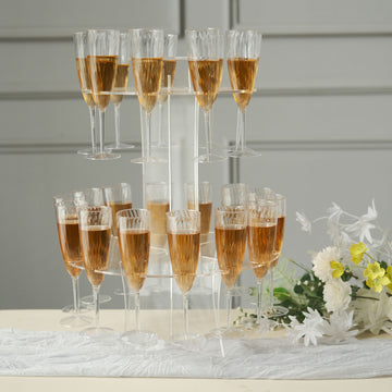 Elegant 3-Tier Clear Acrylic Champagne Glasses Display Stand