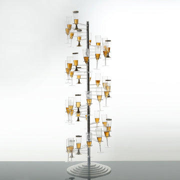 Clear Acrylic Spiral Champagne Flute Bar Rack Stand - Modern and Space-Saving