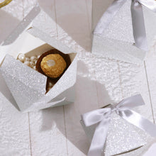 3 Inch By 4 Inch Silver Glittered Geometric Gift Boxes For Weddings