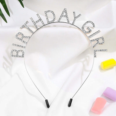Sparkling "Birthday Girl" headband on a white background