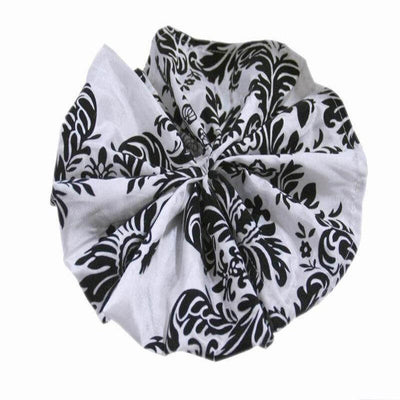 Black and white floral patterned scrunchie