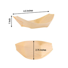 4.5 Inch Natural Wooden Eco Friendly Disposable 100% Biodegradable Food Boat Plates 50 Pack 