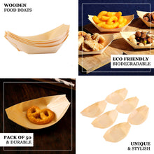 4.5 Inch Natural Wooden Eco Friendly Disposable 100% Biodegradable Food Boat Plates Pack of 50