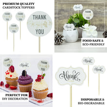 Round Cupcake Topper 5.5 Inch With Thank You Tag And Bamboo Stick